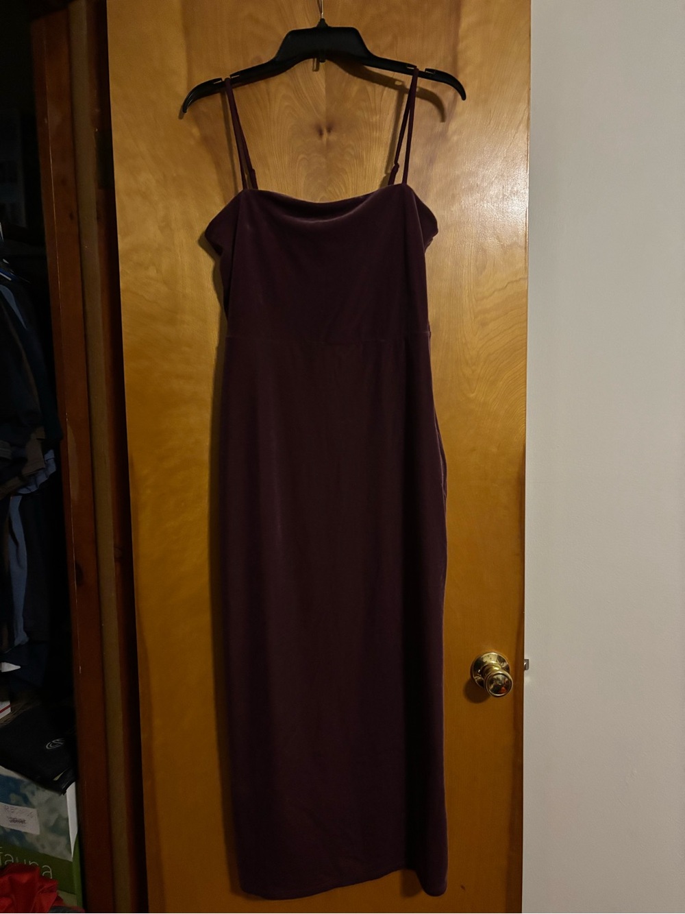 NWT GAP Velvet Cowl Neck Cami Midi Dress Plum Medium